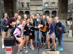 Students also had a blast on the 2015 trip listening to street musicians in Scotland. 