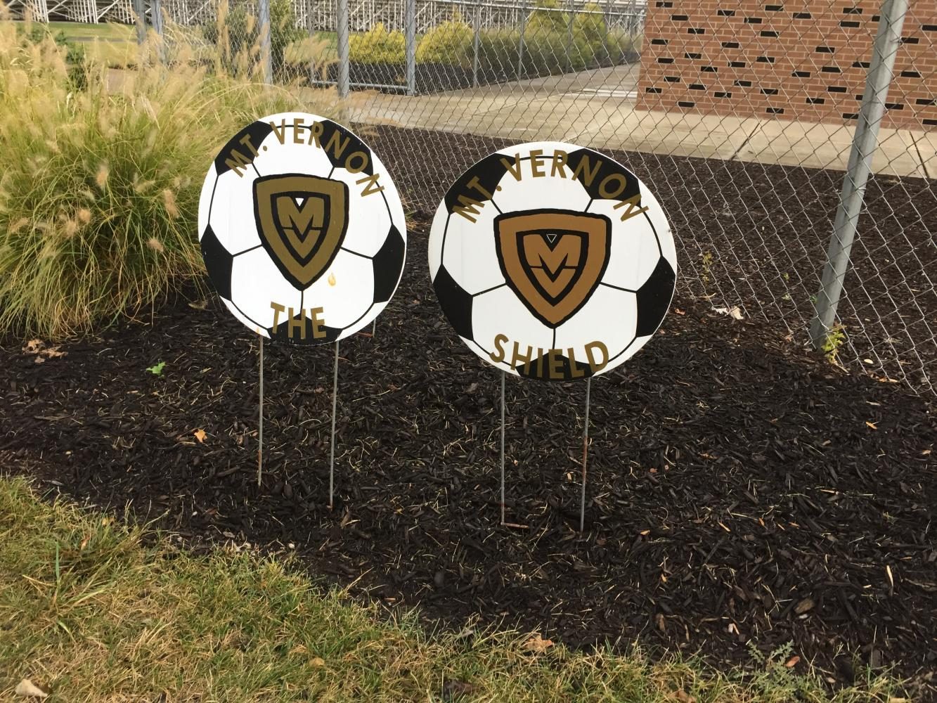 picture of MV soccer ball signs promoting the soccer teams