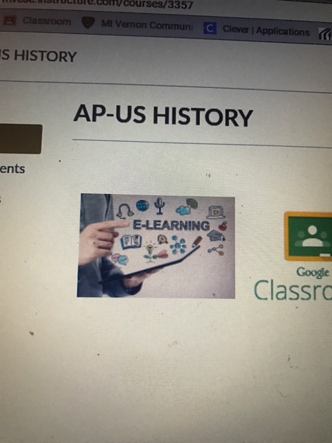 AP US History page on Canvas for eLearning Day