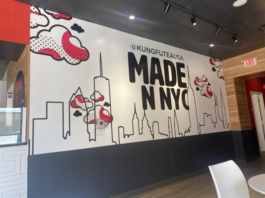 This wall is an ode to the company’s start in New York City.
