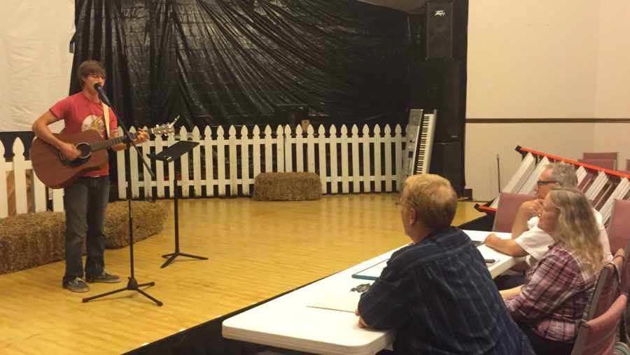 FORMER MVHS student Derek Bond auditions for the "Hee-Haw" variety show at Ten West Center for the Arts. 