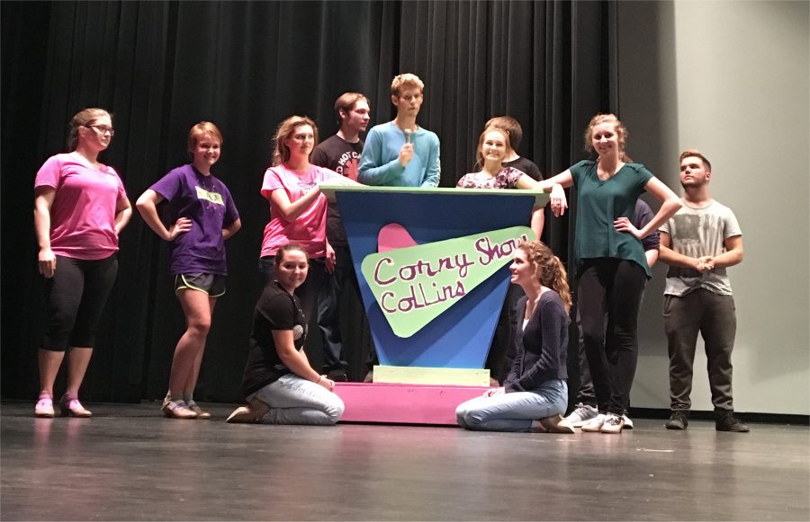 Cast members rehearse for their stint on the Corny Collins show, one of the many sets of Hairspray!