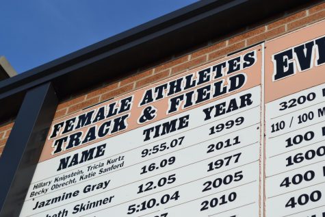 A big scoreboard lists all of the records set by past runners.