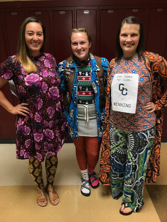 Three people posing for Spirit Day