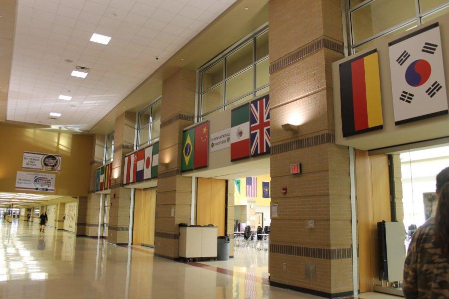 Flags above the Cafeteria