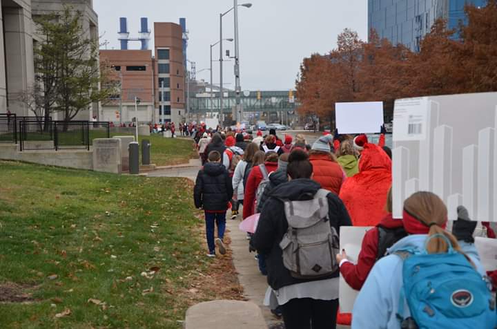 For those who didn't want it wait inside, many advocates marched around the State House