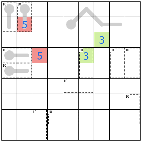 Cells separated by a knight’s move in chess cannot contain the same digit.
