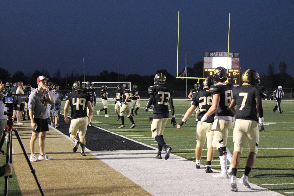  The Marauders switching out players during the first quarter. 